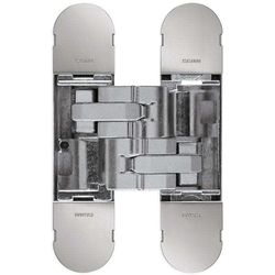  PMI 3-Way Adjustable Invisible Hinge, Door Thickness 1-7/16” (35mm) to 1-13/16” (45mm), Screw Covers Included, 1-3/16” (30mm) W x 5-1/8”(128mm) L x 13/16” (21mm) D, Nickel Plated