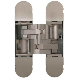  PMI 3-Way Adjustable Invisible Hinge, Door Thickness 1-7/16” (35mm) to 1-13/16” (45mm), Screw Covers Included, 1-3/16” (30mm) W x 5-1/8”(128mm) L x 13/16” (21mm) D, Satin Nickel Plated