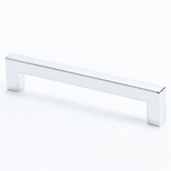 Square 5-1/16 Inch Center to Center Polished Chrome Cabinet Pull
