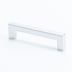 Square 3-3/4 Inch Center to Center Dull Chrome Cabinet Pull