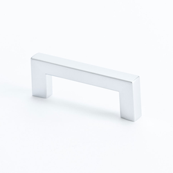Square 2-1/2 Inch Center to Center Dull Chrome Cabinet Pull