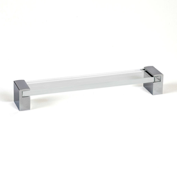 Static 7-9/16 Inch Center to Center Polished Chrome Glass Cabinet Pull
