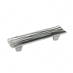Striated 3-3/4 Inch Center to Center Chrome Cabinet Pull