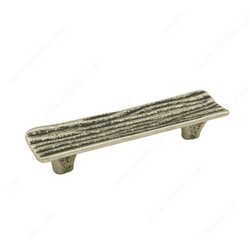 Striated 3-3/4 Inch Center to Center Faux Iron Cabinet Pull