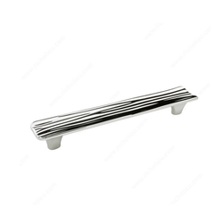 Striated 6-5/16 Inch Center to Center Chrome Cabinet Pull