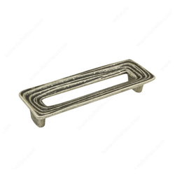 Striated 5-1/16 Inch Center to Center Faux Iron Cabinet Pull