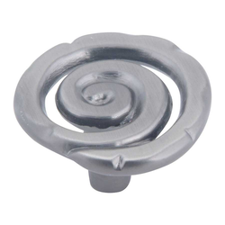 Scroll 1-1/2 Inch Diameter Pewter Cabinet Knob