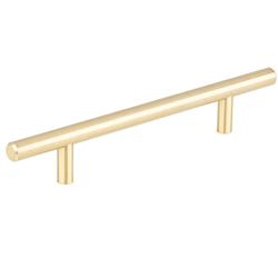 Contemporary 5-1/32 Inch Center to Center Bar Pulls with Satin Brass Finish