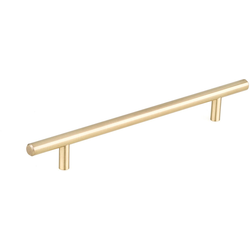 Contemporary 7-9/16 Inch Center to Center Bar Pulls with Satin Brass Finish