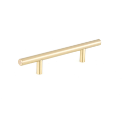 Contemporary 3-25/32 Inch Center to Center Bar Pulls with Satin Brass Finish