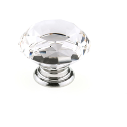 Contemporary 1-31/32 Inch Diameter Metal Crystal Knobs with Clear Chrome Finish