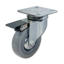 30% OFF 2-15/16 Inch Diameter Swivel Rubber Caster with Full Lock Brake, 4 Pack, Grey