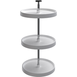 18 Inch Diameter, 31-38 Inch Pole Value Line 3-Shelf Full Circle Lazy Susan Set, White