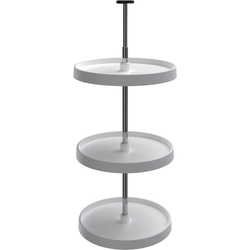 18 Inch Diameter, 38-46 Inch Pole Value Line 3-Shelf Full Circle Lazy Susan Set, White