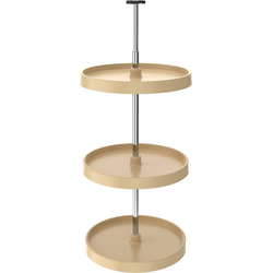 18 Inch Diameter, 38-46 Inch Pole Value Line 3-Shelf Full Circle Lazy Susan Set, Almond