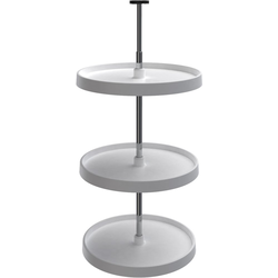 20 Inch Diameter, 38-46 Inch Pole Value Line 3-Shelf Full Circle Lazy Susan Set, White