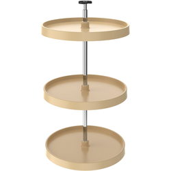 20 Inch Diameter, 31-38 Inch Pole Value Line 3-Shelf Full Circle Lazy Susan Set, Almond