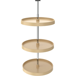 20 Inch Diameter, 38-46 Inch Pole Value Line 3-Shelf Full Circle Lazy Susan Set, Almond