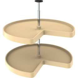 28 Inch Diameter Kidney Shape Value Line 2 Shelf Corner Lazy Susan Set, for 26, 31 Inch Inner Cabinet Height, Almond