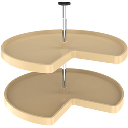 29% OFF 32 Inch Diameter Kidney Shape Value Line Independetly Rotating 2 Shelf Polymer Lazy Susan, Almond
