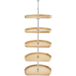 22 Inch Diameter D-Shape Wood Classic 5 Shelf Kitchen Pantry Corner Lazy Susan Set, Natural