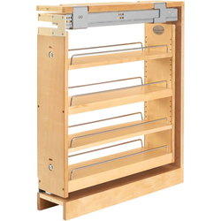 6 Inch Width Wood Kitchen Base Cabinet Pullout Organizer with Top Slide and BLUMOTION Soft-Close Slides, Maple, Min. Cabinet Opening: 6" W x 23" D x 26-3/8" H