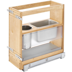  Soft-Close 2-Bin Vanity Height Pullout Organizer for Minimum Cabinet Opening: 8-1/2" Width x 19-5/8" Depth x 20-3/4" Height, Bottom and Side Mount, Clearcoat Wood Finish 