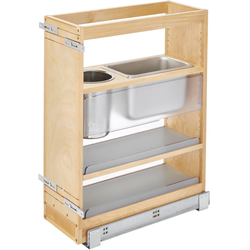  Soft-Close 2-Bin Vanity Height Pullout Organizer for Minimum Cabinet Opening: 8-1/2" Width x 19-5/8" Depth x 25-3/4" Height, Bottom Mount, Clearcoat Wood Finish 
