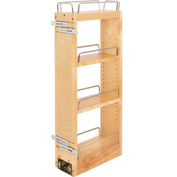 5 Inch Width Kitchen Upper Cabinet Pull-Out Organizer with Soft Close Slides, Natural, Min. Cabinet Opening: 5" W x 10-3/4" D x 10-3/4" H