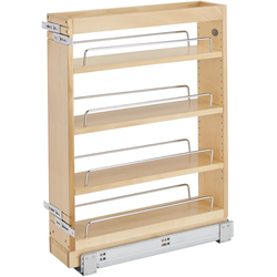 5" Width Wood Kitchen Base Pull-Out Organizer with Blumotion Soft-Close Slides, Natural, Min. Cabinet Opening: 5-1/4" W x 19-5/8" D x 25-3/4" H