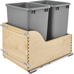 35 Quart Undermount Double Trash Pull-Out Waste Container for Inset Doors with Blum Tandem and Blumotion Soft-Close Slides , Min. Cabinet Opening: 15" Wide, Natural