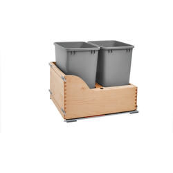 35 Quart Undermount Double Trash Pull-Out Waste Container for Inset Doors with Blum MOVENTO and Blumotion Soft-Close Slides , Min. Cabinet Opening: 18" Wide, Natural