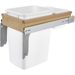 35 Quart Wood Top Mount Single Trash Pull-Out Waste Container for 1-5/8" Frame Cabinet, Cabinet Opening Width: 11-3/4", Natural