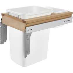 24% OFF 35 Quart Wood Top Mount Single Trash Pull-Out Waste Container for Frameless Cabinet, Cabinet Opening Width: 13-1/2", Natural