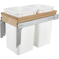27 Quart Wood Top Mount Double Trash Pull-Out Waste Container for 1-5/8" Face Frame Cabinet, Cabinet Opening Width: 11-3/4", Natural
