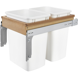 21% OFF 35 Quart Wood Top Mount Double Trash Pull-Out Waste Container for 1-5/8" Face Frame Cabinet, Cabinet Opening Width: 14-3/4", Natural