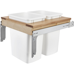 35 Quart Wood Top Mount Double Trash Pull-Out Waste Container for 1-5/8 Inch Face Frame Cabinet, Min. Cabinet Opening: 20-3/4" Wide, Natural