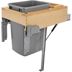 19% OFF 35 Quart Wood Top Mount Single Trash Pull-Out Waste Container with Rev-A-Motion Slides, Cabinet Opening Width: 14-1/2", Natural