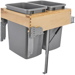 35 Quart Wood Top Mount Undermount Double Trash Pull-Out Waste Container with Rev-A-Motion Slides,Cabinet Opening Width: 17-1/2", Natural