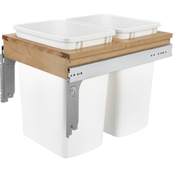 22% OFF 35 Quart Wood Top Mount Undermount Double Trash Pull-Out Waste Container for Frameless Cabinet, Cabinet Opening Width: 16-1/2", Natural