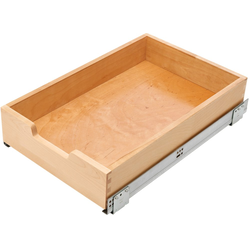 14 Inch Width Bottom Mount Pull-Out Drawer including Blumotion Soft-Close Undermount Slides, 21 Inch Length x 4 Inch Height Drawer, Natural Maple