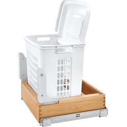 24 Inch Vanity Bottom Mount Hamper, Natural Wood