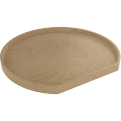 31 Inch Diameter D-Shape Wood Classic Single Shelf Corner Lazy Susan Only with Swivel Bearing and Stop, Natural