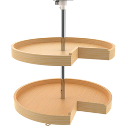 24 Inch Diameter Pie Cut Wood Classic Door Mount 2 Shelf Corner Lazy Susan Set, for 33 Inch Base Cabinet, Natural