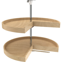 24 Inch Diameter Pie Cut Wood Classic Door Mount 2 Shelf Corner Lazy Susan Set, Natural