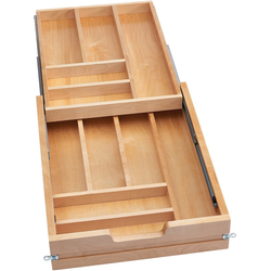  Two Tier, Double Cutlery Drawer for 18 Inch Frameless Cabinet with a 16-1/2” to 16-3/4" Cabinet Opening Width, Includes Blumotion Soft-Close 21-Inch Undermount Slide and Locking Clips , Maple