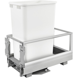 50 Quart Bottom Mount Single Trash Pull-Out Waste Container with Rev-A-Motion Slides, Min. Cabinet Opening: 11-1/2'' Wide, White