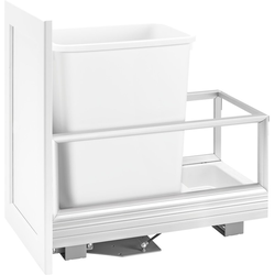 35 Quart Bottom Mount Single Trash Pull-Out Waste Container with Rev-A-Motion Slides, Min. Cabinet Opening: 11-1/2'' Wide, White