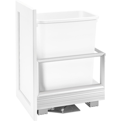 35 Quart Bottom Mount Single Trash Pull-Out Waste Container with Rev-A-Motion Slides, Min. Cabinet Opening: 11-1/2'' Wide, White