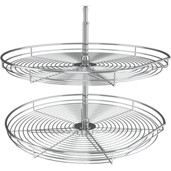 Clearance Sale, 32 Inch Diameter D-Shape Premiere Wire 2 Shelf Corner Lazy Susan Set, Chrome